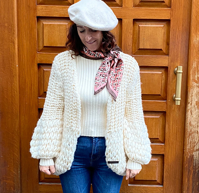 Gilet Maille Epaisse Fait Main - Femme